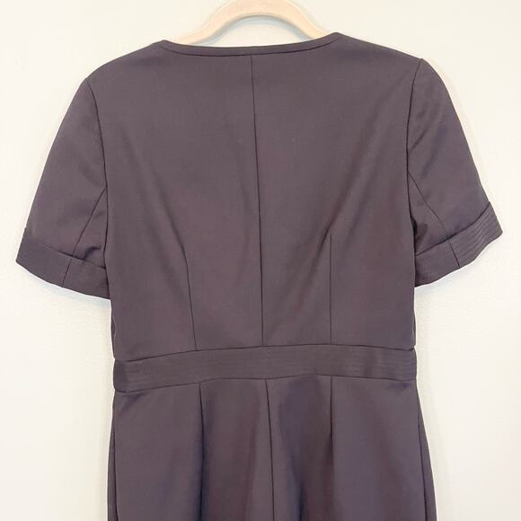 CARLISLE Dress Womens 6 Black Sheath Short Sleeve Full Zip Pockets Knee Length - Picture 6 of 10